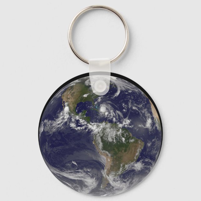 Full Earth With Hurricane Irene Over The Bahamas. Key Ring (Front)