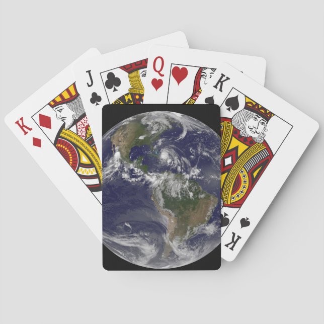 Full Earth With Hurricane Irene Over The Bahamas. Playing Cards (Back)