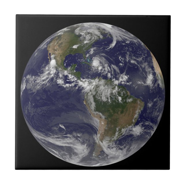 Full Earth With Hurricane Irene Over The Bahamas. Tile (Front)