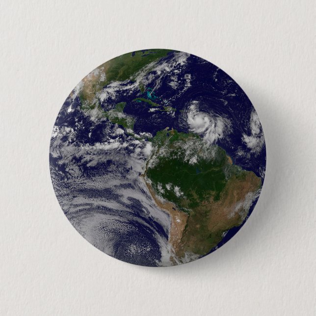 Full Earth With Tropical Storms In The Atlantic 6 Cm Round Badge (Front)