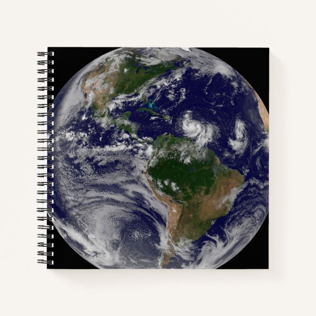 Full Earth With Tropical Storms In The Atlantic Notebook (Front)