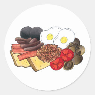 Full English Breakfast UK British Food Cuisine Classic Round Sticker
