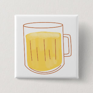 Full Glass Beer 15 Cm Square Badge