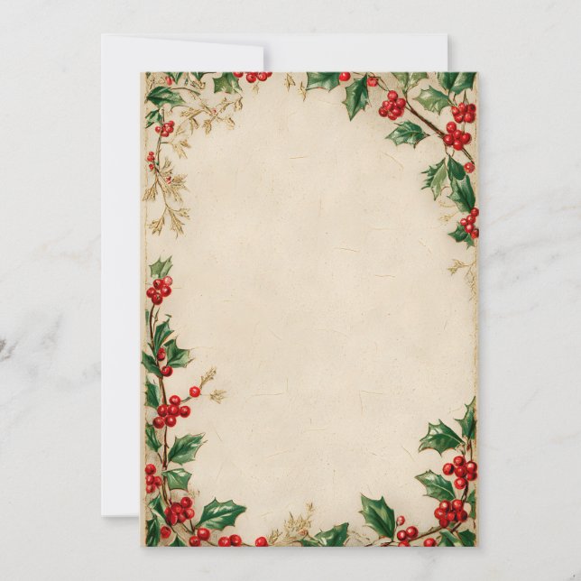 Full Holly Garland Border Invitation (Front)