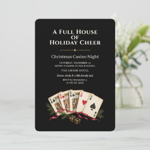 Full House Christmas Casino Night Holiday Party Invitation