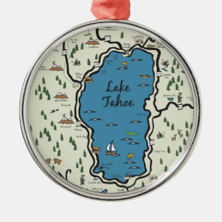Full Lake Tahoe Area Map Metal Tree Decoration