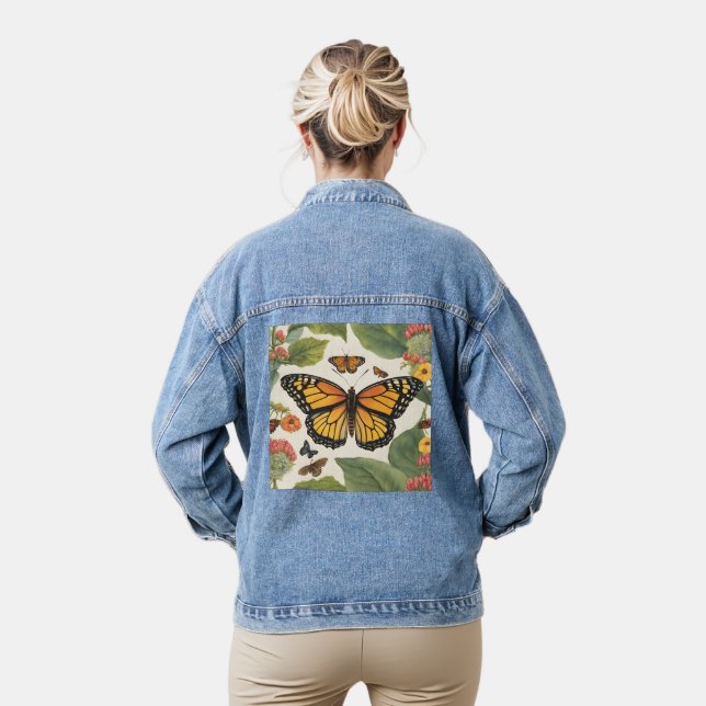 Full Life Butterfly Blue Denim Jacket (Model)