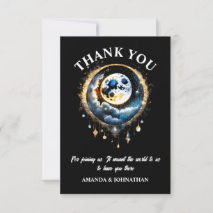 Full moon 3D celestial starry night elegant Thank You Card