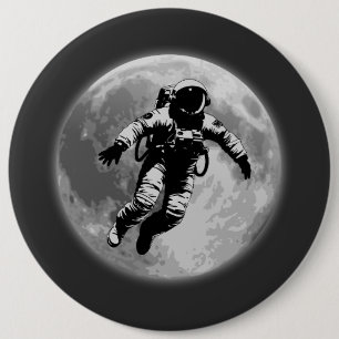 Full Moon and Astronaut 6 Cm Round Badge