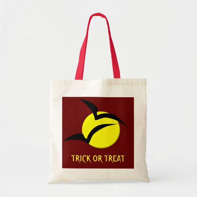 Full Moon and Bats Halloween Tote Bag (Front)