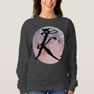 Full Moon and Cat K Initial Monogram T-Shirt Sweatshirt