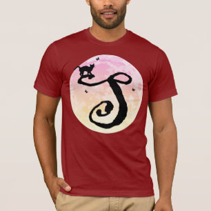 Full Moon and Cat S Initial Monogram T-Shirt
