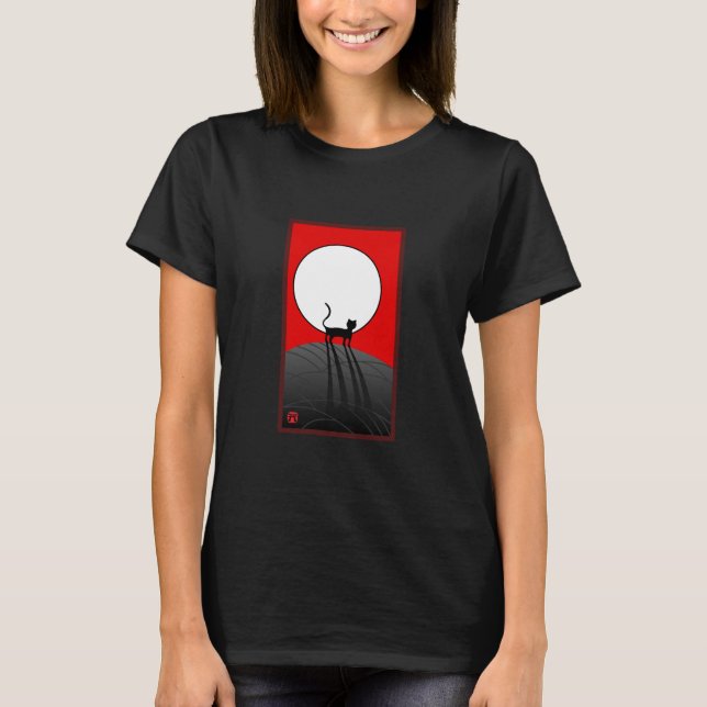 Full Moon and Cat T-Shirt (Front)