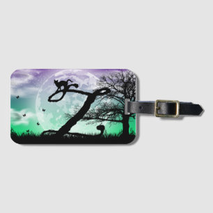 Full Moon and Cat Z Initial Monogram Luggage Tag