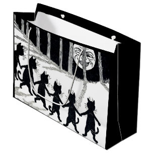 Full moon and Cats, Louis Wain Large Gift Bag