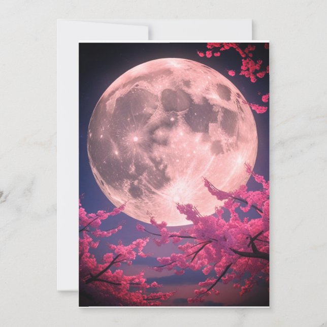 Full Moon and Cherry Blossoms Invitation – Elegant (Front)