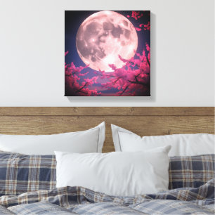 Full Moon and Cherry Blossoms Invitation – Elegant Canvas Print