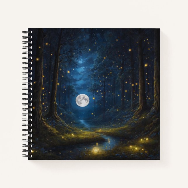 Full Moon and Fireflies Hard Cover Journal (Front)