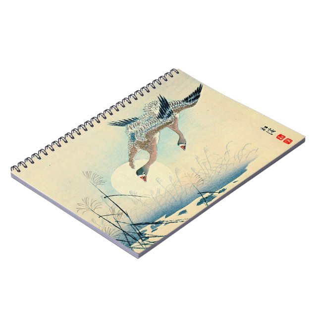 Full Moon and Flying Geese 1870 Spiral Notebook (Left Side)