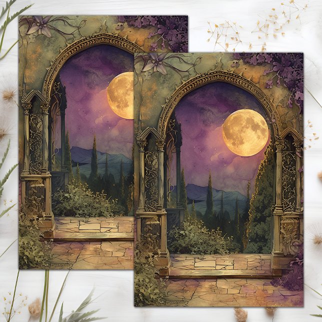 FULL MOON AND GARDEN ARCH DECOUPAGE TISSUE PAPER (FULL MOON AND GARDEN ARCH DECOUPAGE TISSUE PAPER)