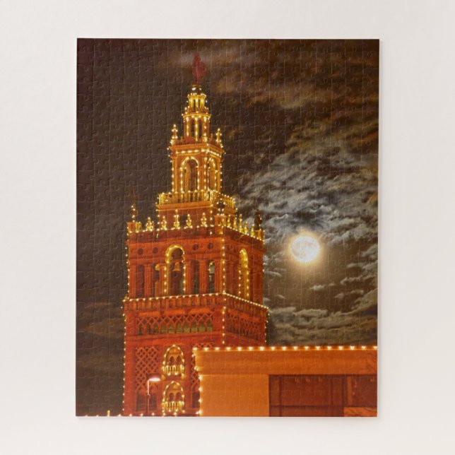 Full Moon and Giralda Tower, Kansas City, Missouri Jigsaw Puzzle (Vertical)