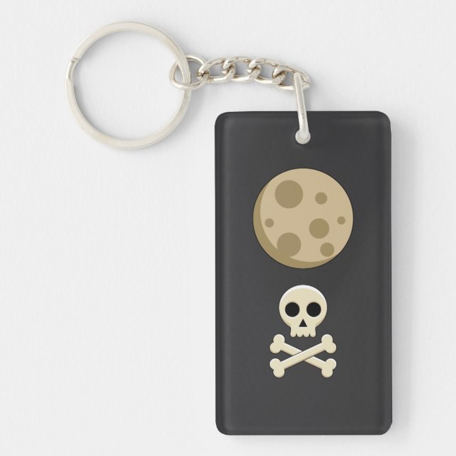 Full Moon and Skull Key Ring (Front)