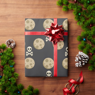 Full Moon and Skull Pattern Wrapping Paper