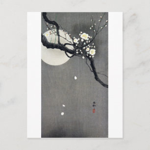 Full Moon and White Plum Blossom, Ohara Koson Postcard