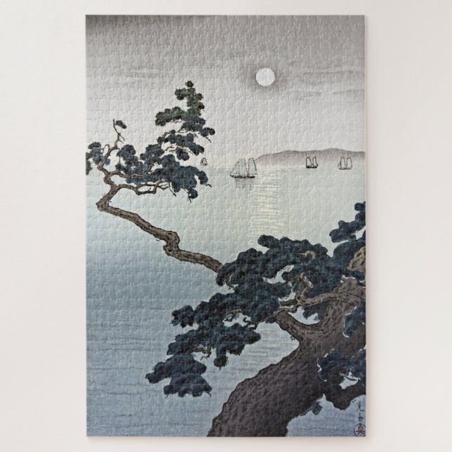 Full Moon at Akashi Beach by Tsuchiya Koitsu Jigsaw Puzzle (Vertical)