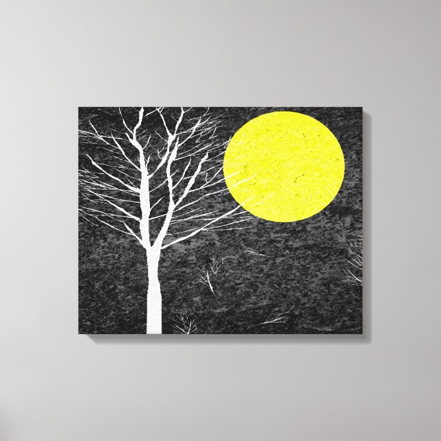 Full Moon at Night | Abstract Painting Canvas Print (Front)