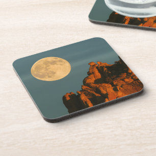 Full Moon Basalt Cliffs Smith Rock State Park Coaster