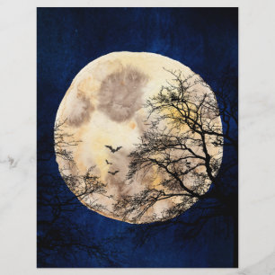 Full Moon & Bats Spooky Scrapbook Paper