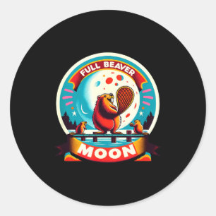 Full Moon Beaver Classic Round Sticker