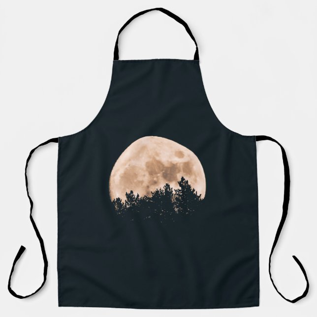 FULL MOON BEHIND A TREE SILHOUETTES APRON (Front)