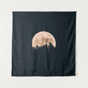 FULL MOON BEHIND A TREE SILHOUETTES TAPESTRY