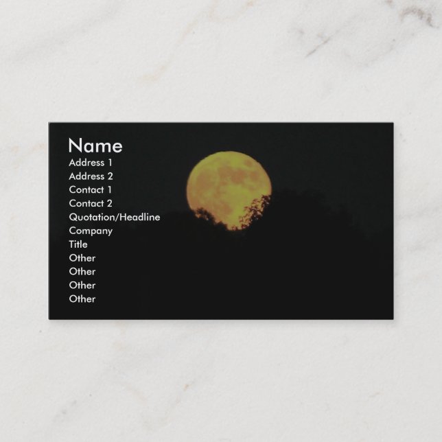 Full Moon Behind The Trees Business Card (Front)