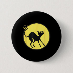 Full Moon Black Cat Happy Halloween Kitty Cartoon 6 Cm Round Badge