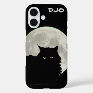 Full Moon Black Cat Resting iPhone 16 Case