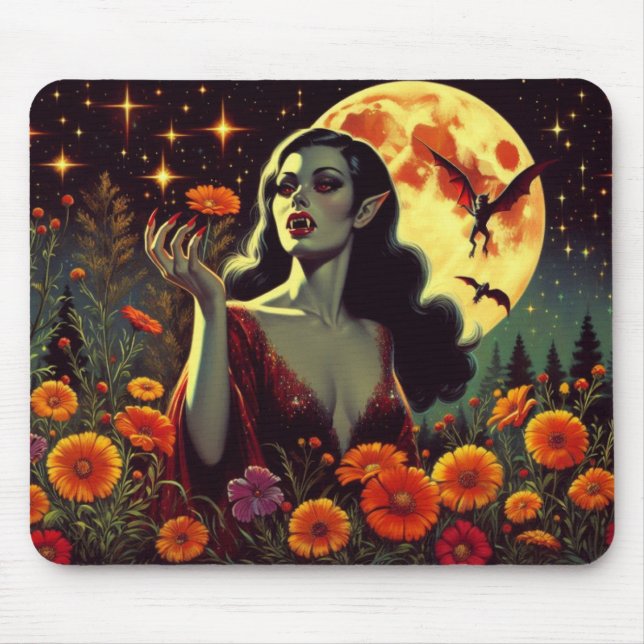 Full Moon Blooms Mouse Pad (Front)