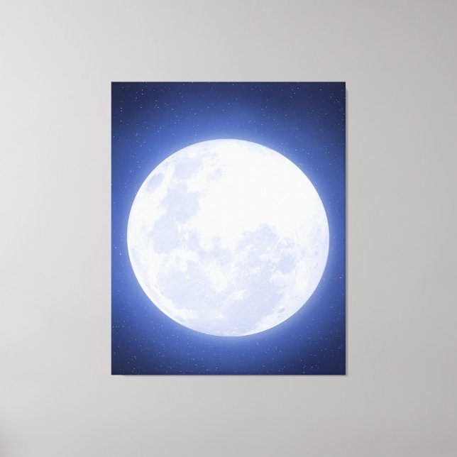 Full Moon Blue Aura Stretched Canvas Print (Front)