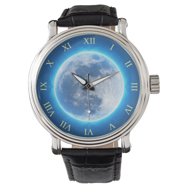 Full Moon, Blue Glow Watch (Front)