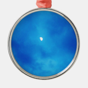 Full Moon Bright Blue Clouds Metal Tree Decoration