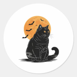 Full Moon Brit – British Shorthair Halloween Classic Round Sticker