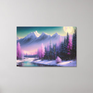 "Full Moon", by BarryDyar ©, Painting Landscape Canvas Print