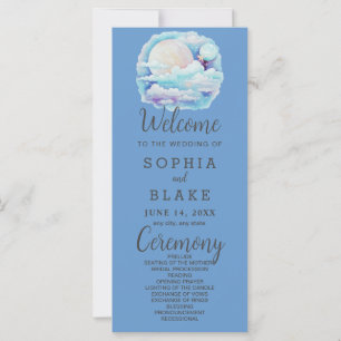 Full Moon Celestial Stars Blue Wedding Program