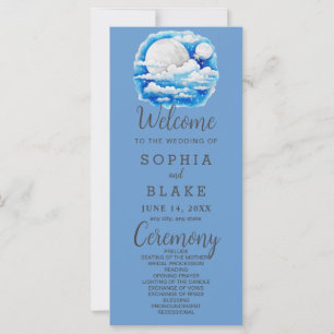 Full Moon Celestial Stars Blue Wedding Program