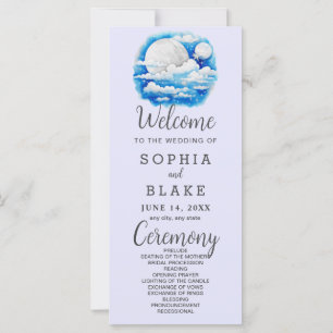 Full Moon Celestial Stars Lavender Wedding Program