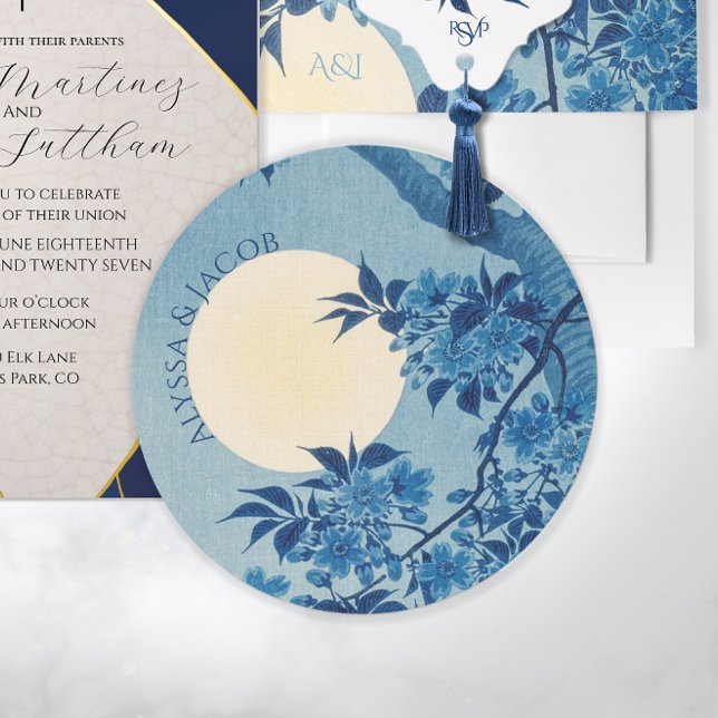 Full Moon Cherry Blossoms Details Enclosure Invitation (Creator Uploaded)