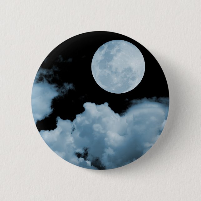FULL MOON CLOUDS BLUE 6 CM ROUND BADGE (Front)