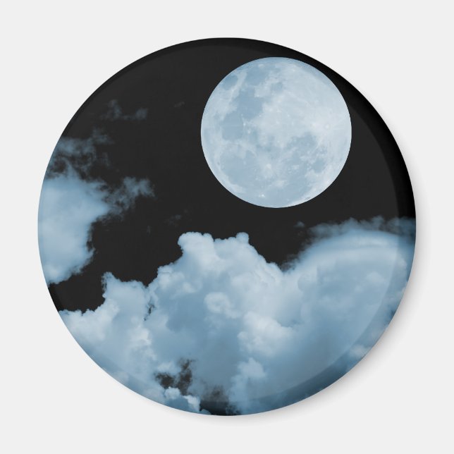 FULL MOON CLOUDS BLUE MAGNET (Front)